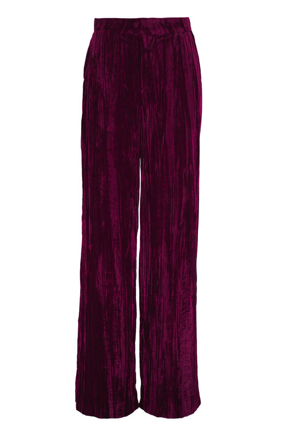 L'Agence - Livvy Dark Port Velvet Straight Leg Pant