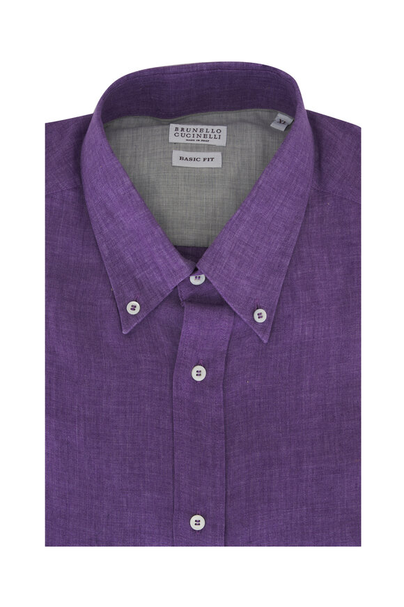 Brunello Cucinelli Lilac Linen Sport Shirt 