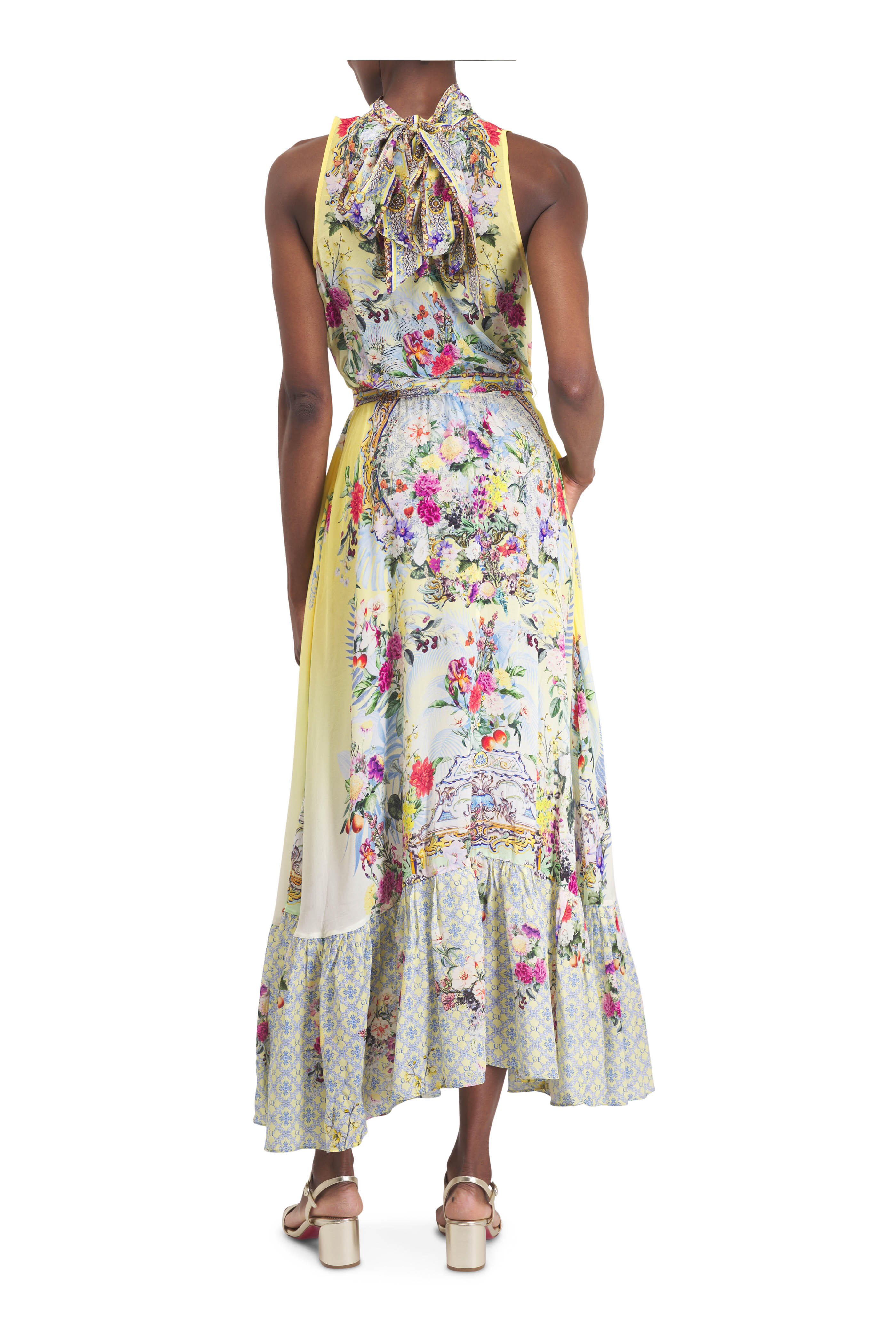 Camilla - Flor Fantástica Tie Neck Maxi Dress