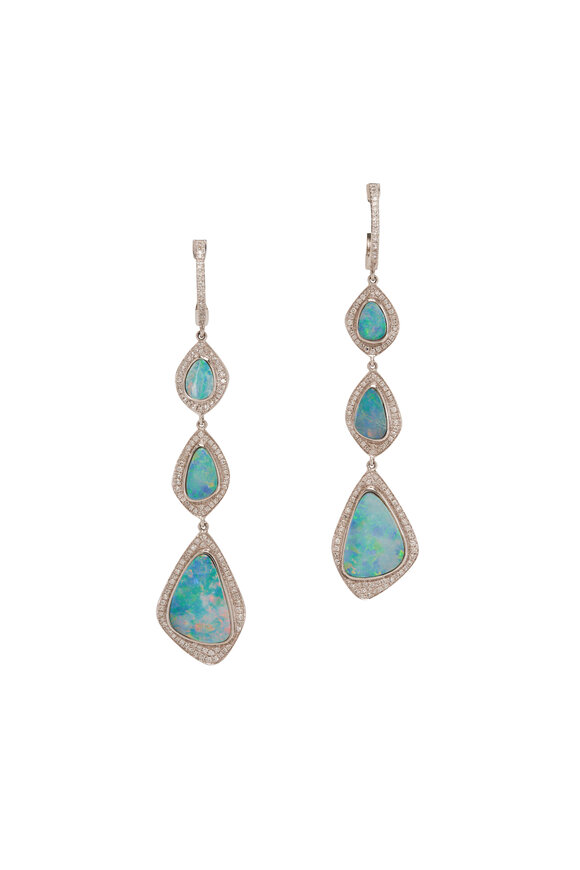 Kai Linz Triple Opal & Diamond Drop Earrings