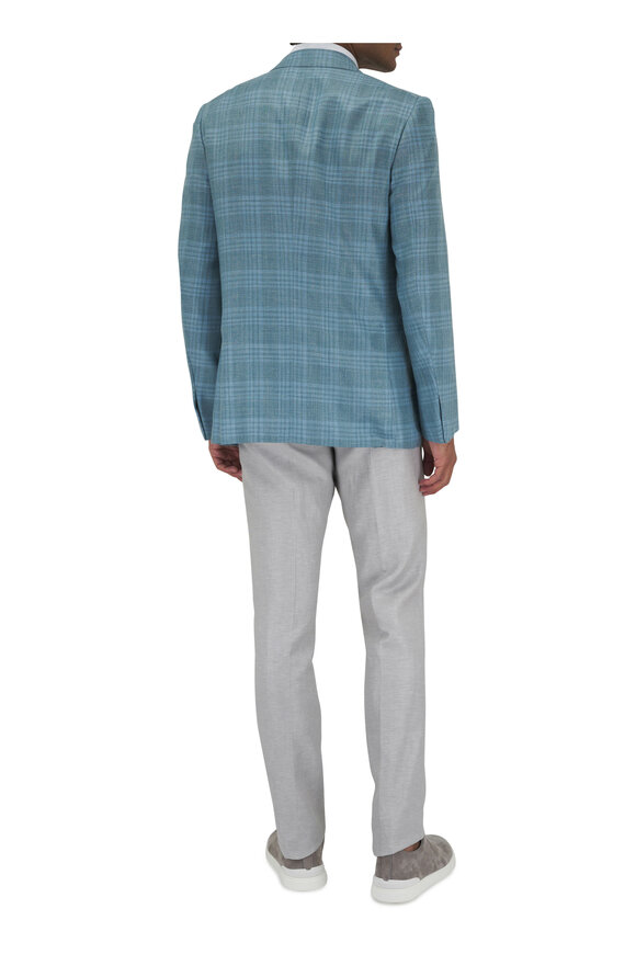 Zegna - Light Blue Tonal Windowpane Plaid Sportcoat 