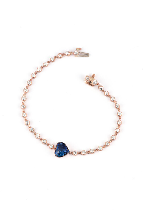 Sylva & Cie 18k Rose Gold Sapphire & Diamond Tennis Bracelet - view 1