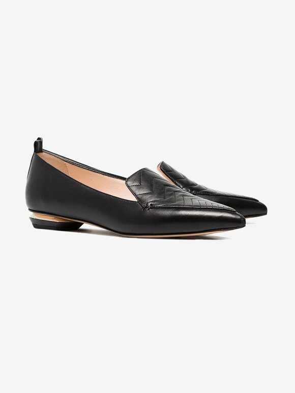 Nicholas Kirkwood - Beya Black Quilted Leather Flat