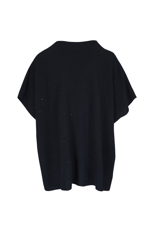 Kinross - Black Crystal Embellished Cashmere Popover Sweater