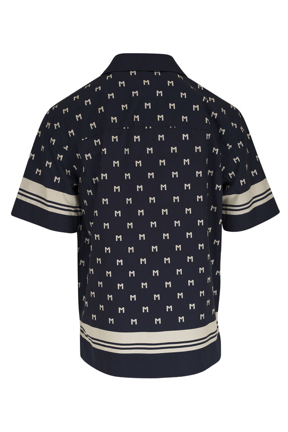 Moncler - Navy & Off White M Print Camp Shirt 