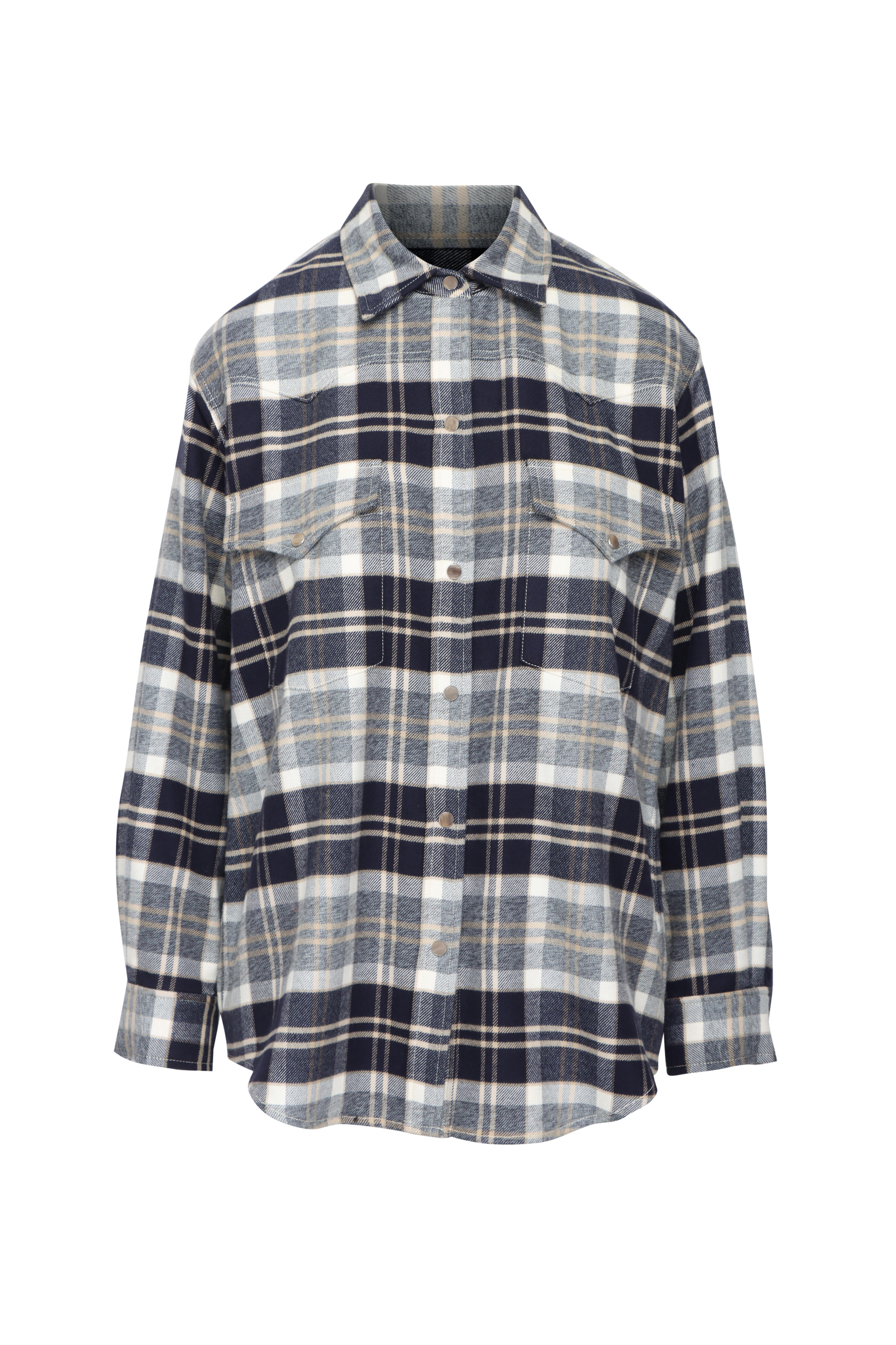 TWP - Dutton Midnight & Bone Plaid Shirt