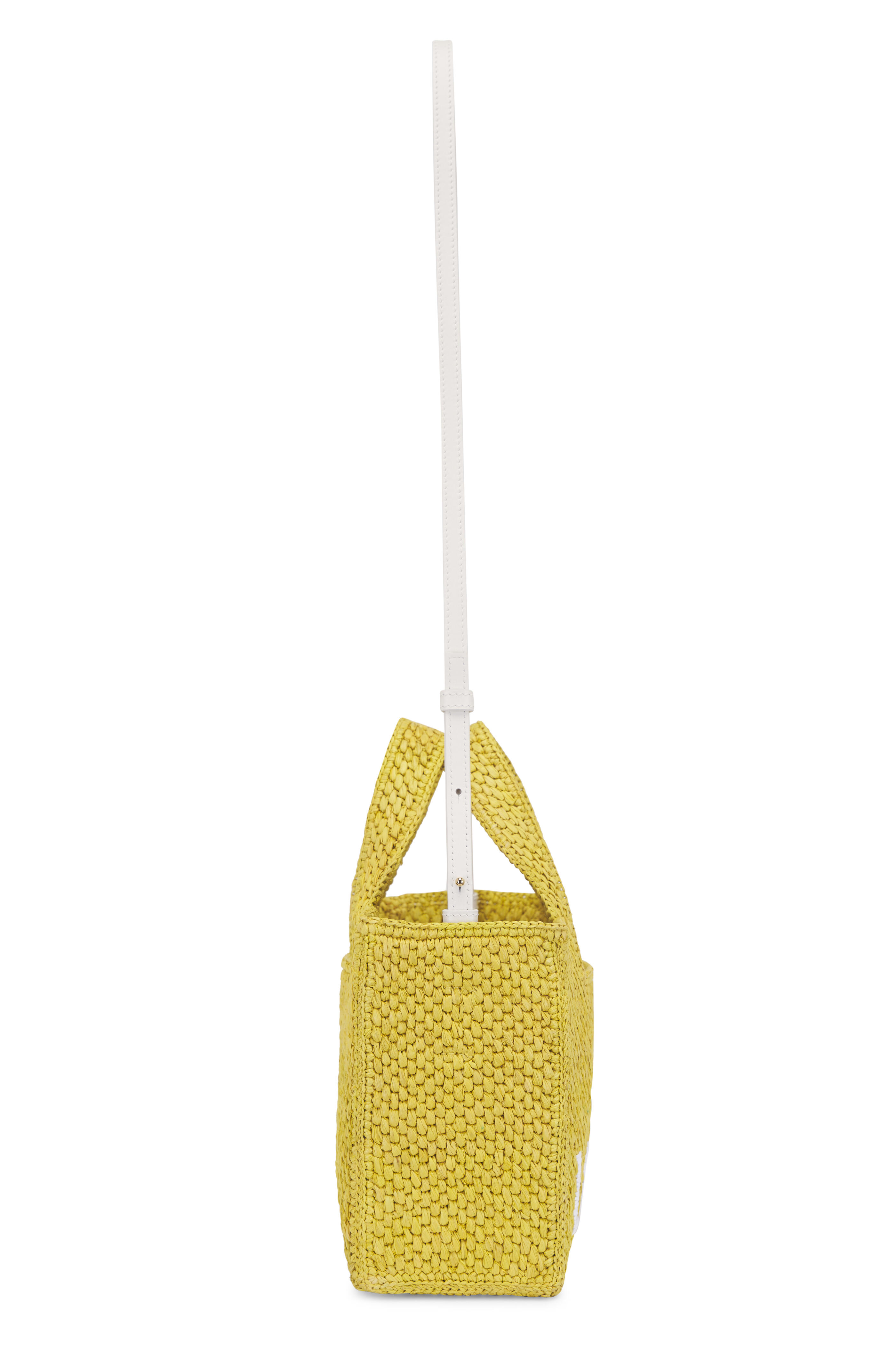 Loewe - Small Yellow Raffia Logo Tote