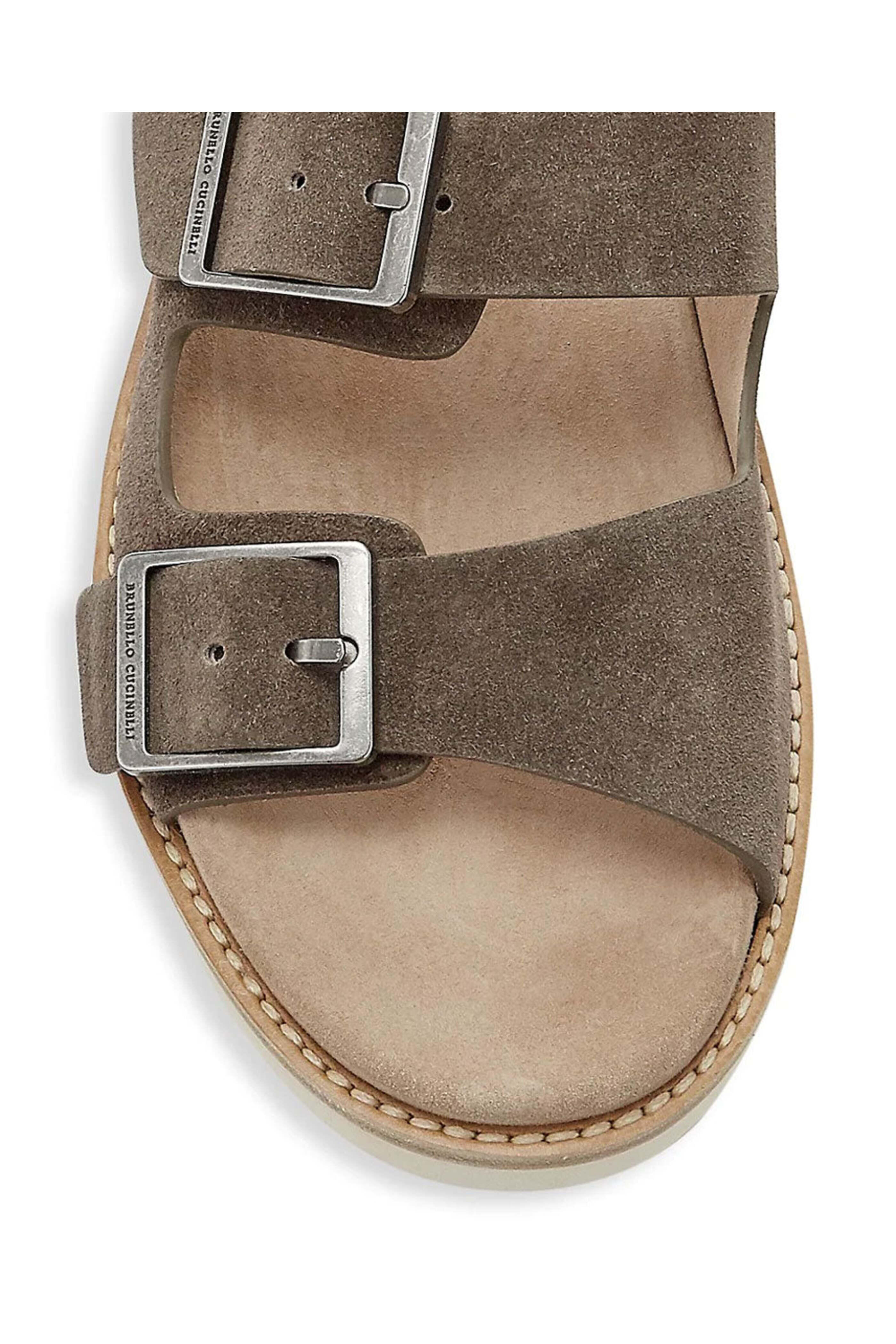Brunello Cucinelli - Suede Buckle Sandal in Brown