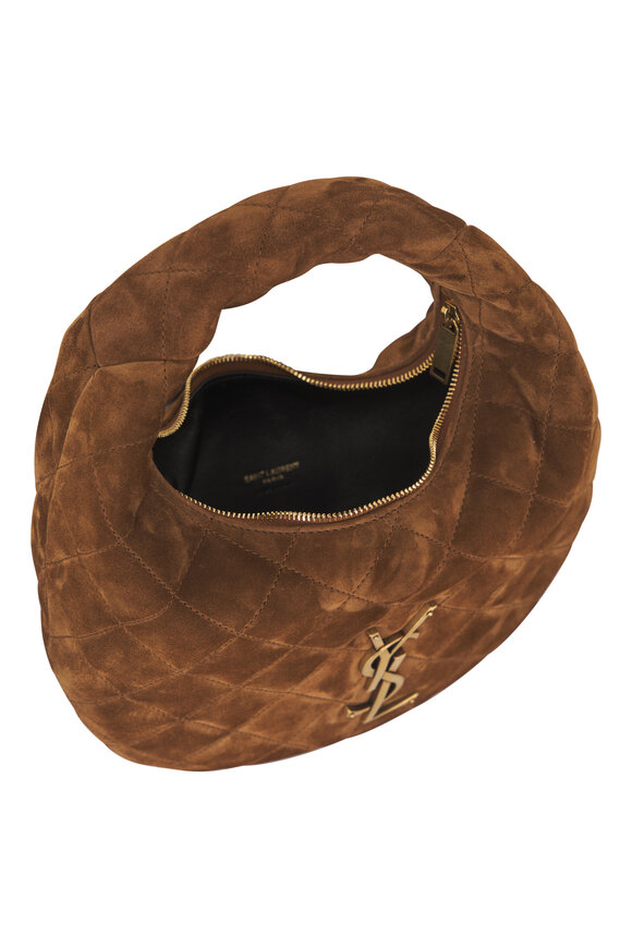Saint Laurent Icarino Caramel Quilted Suede Hobo - view 5