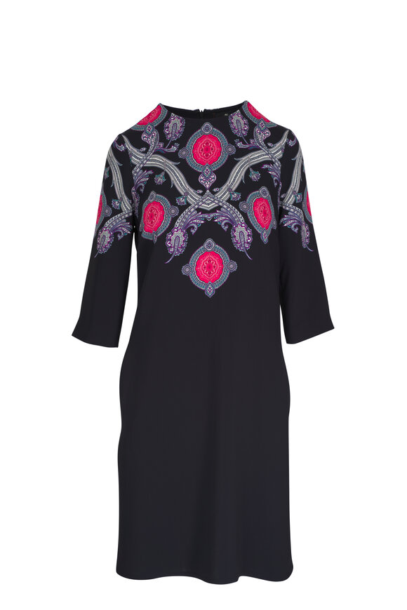 Etro Navy Multi  Printed Shift Dress 