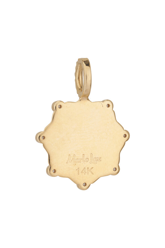 Marlo Laz 14k Gold "T" Alphabet Coin Pavé Diamond Charm - view 2