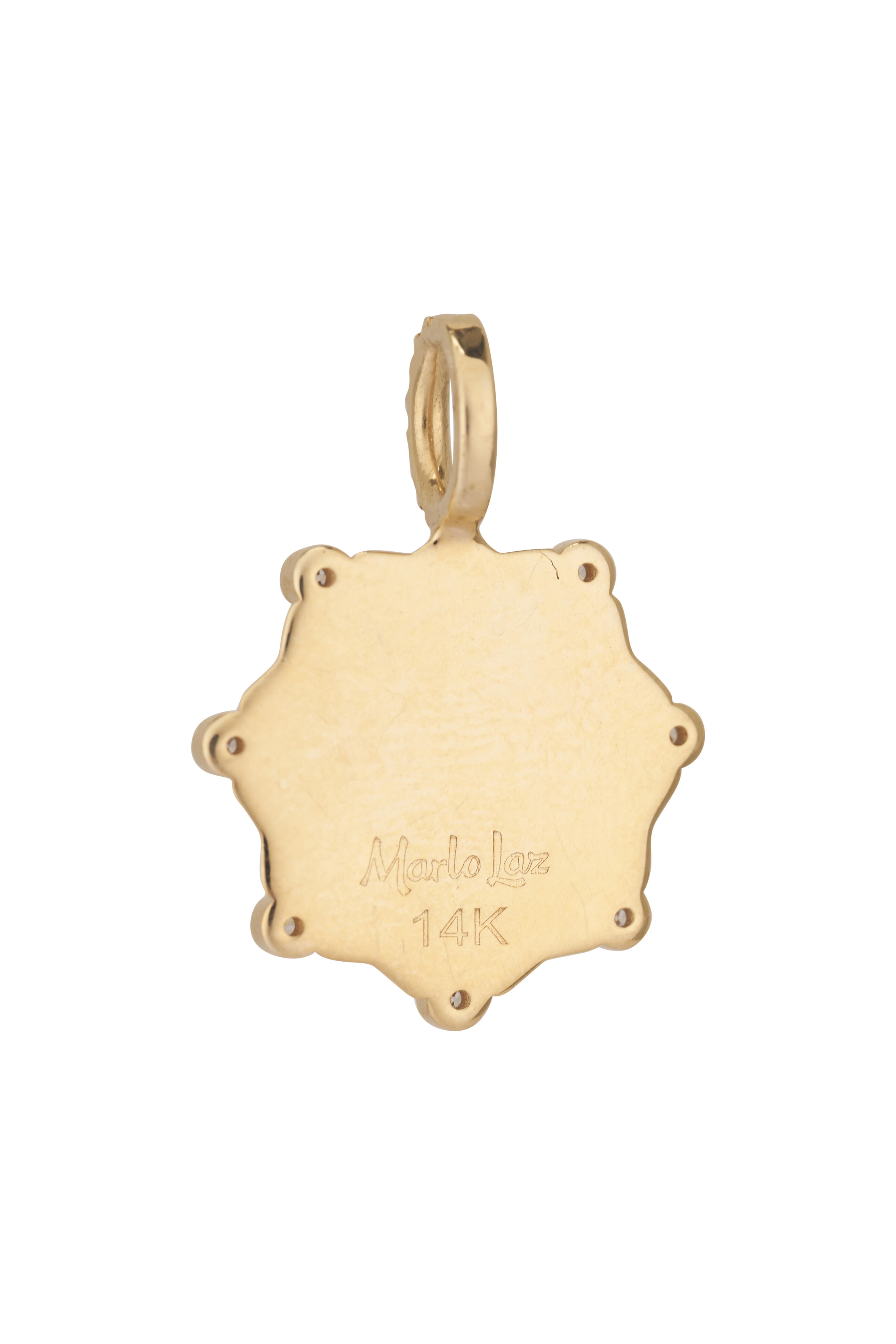 Marlo Laz - 14k Gold "T" Alphabet Coin Pavé Diamond Charm