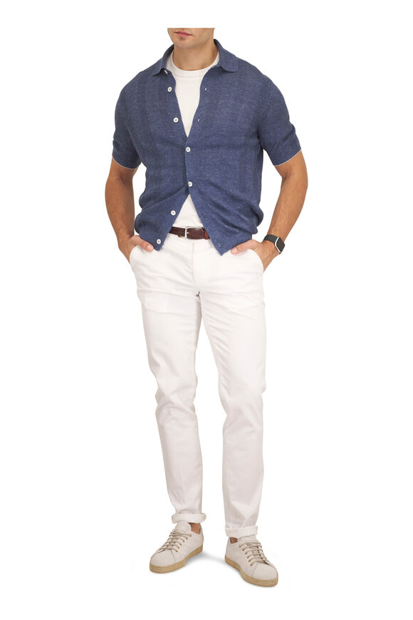 Brunello Cucinelli Off White Flat Front Cotton Chino - view 2
