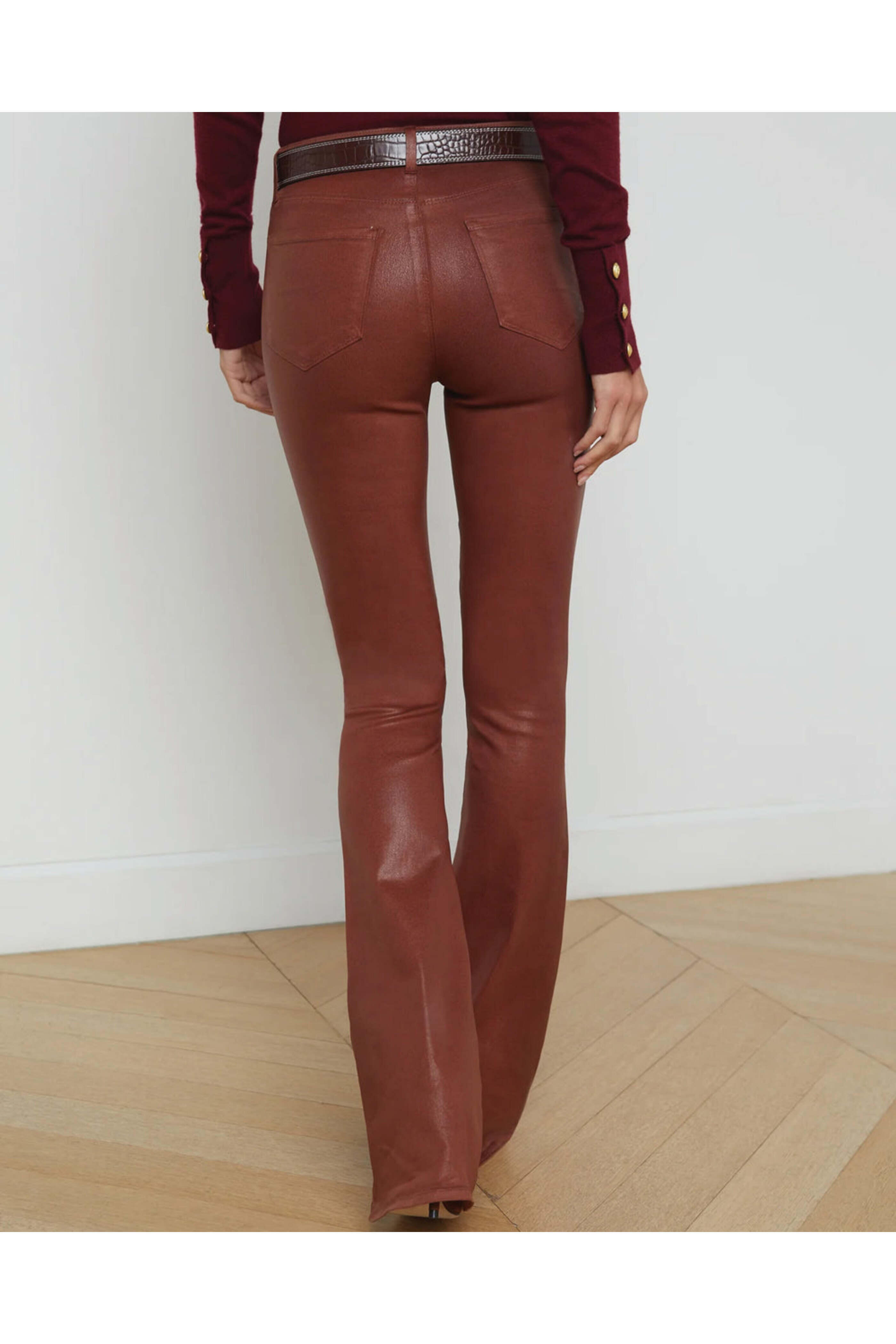 L'Agence - High Rise Marty Flare Jean in Rich Ginger Coated
