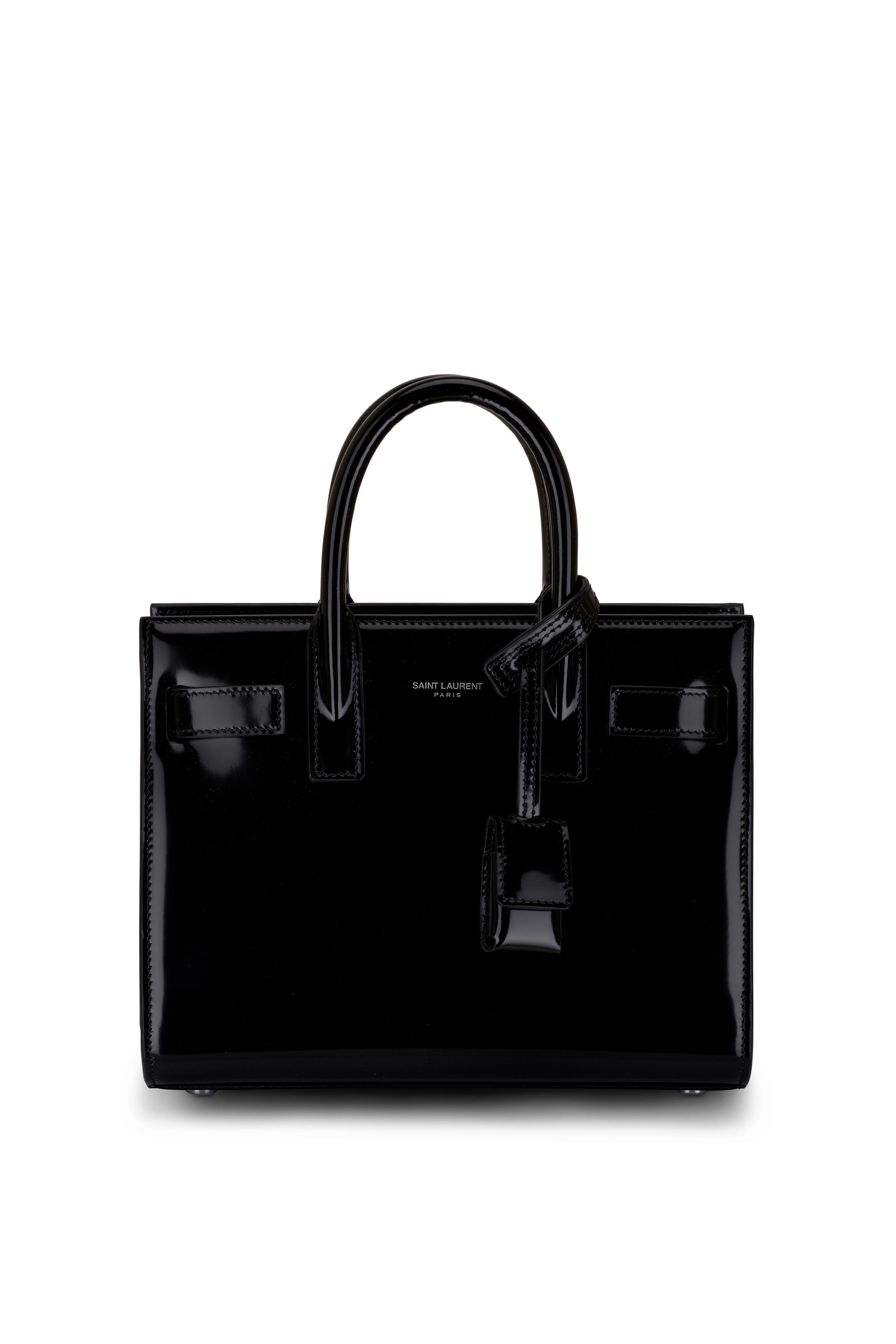SAINT LAURENT PARIS YSL Sac De Jour Small Black Patent Leather Bag