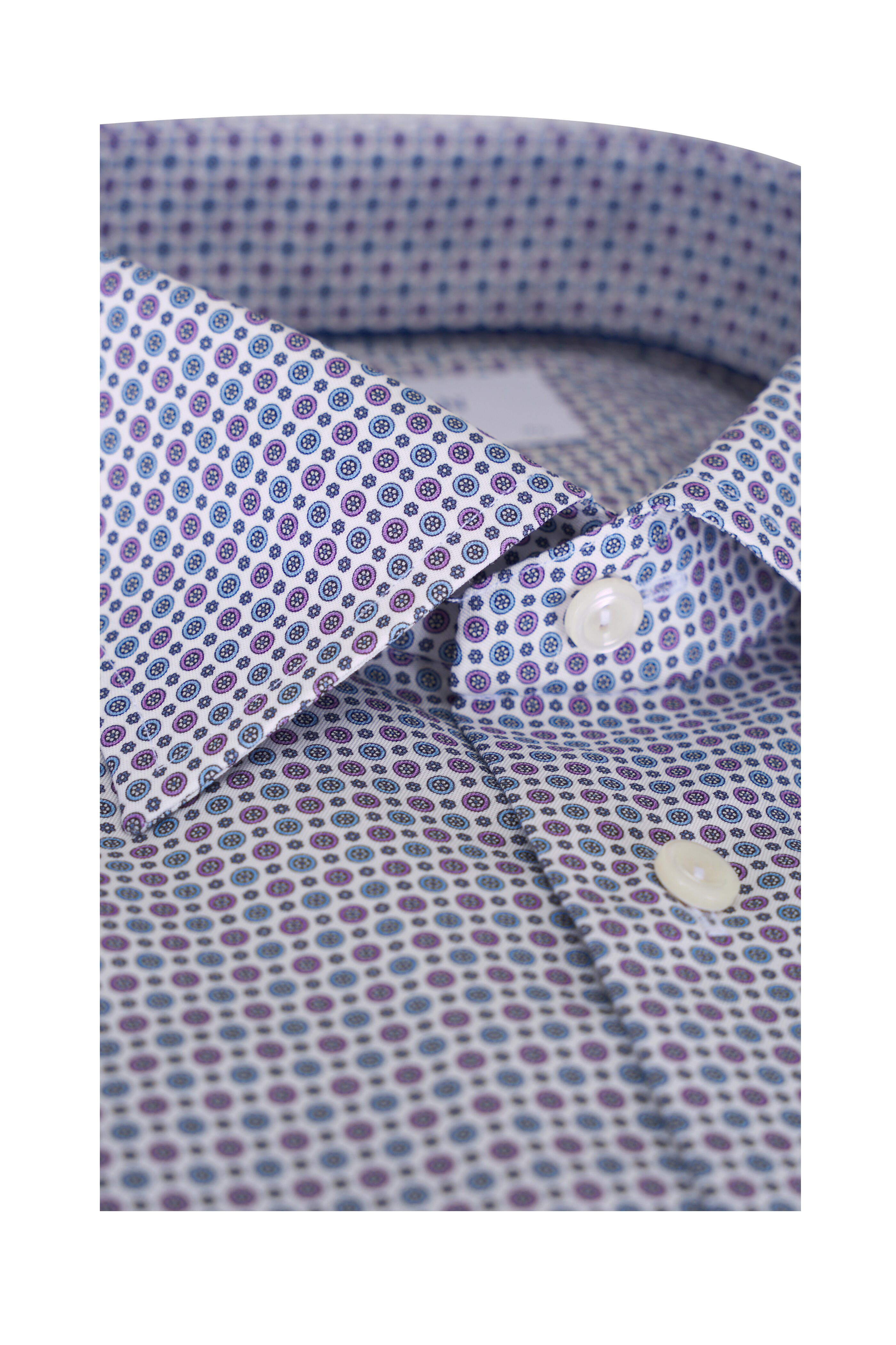 Eton - Purple & Blue Geometric Print Cotton Dress Shirt