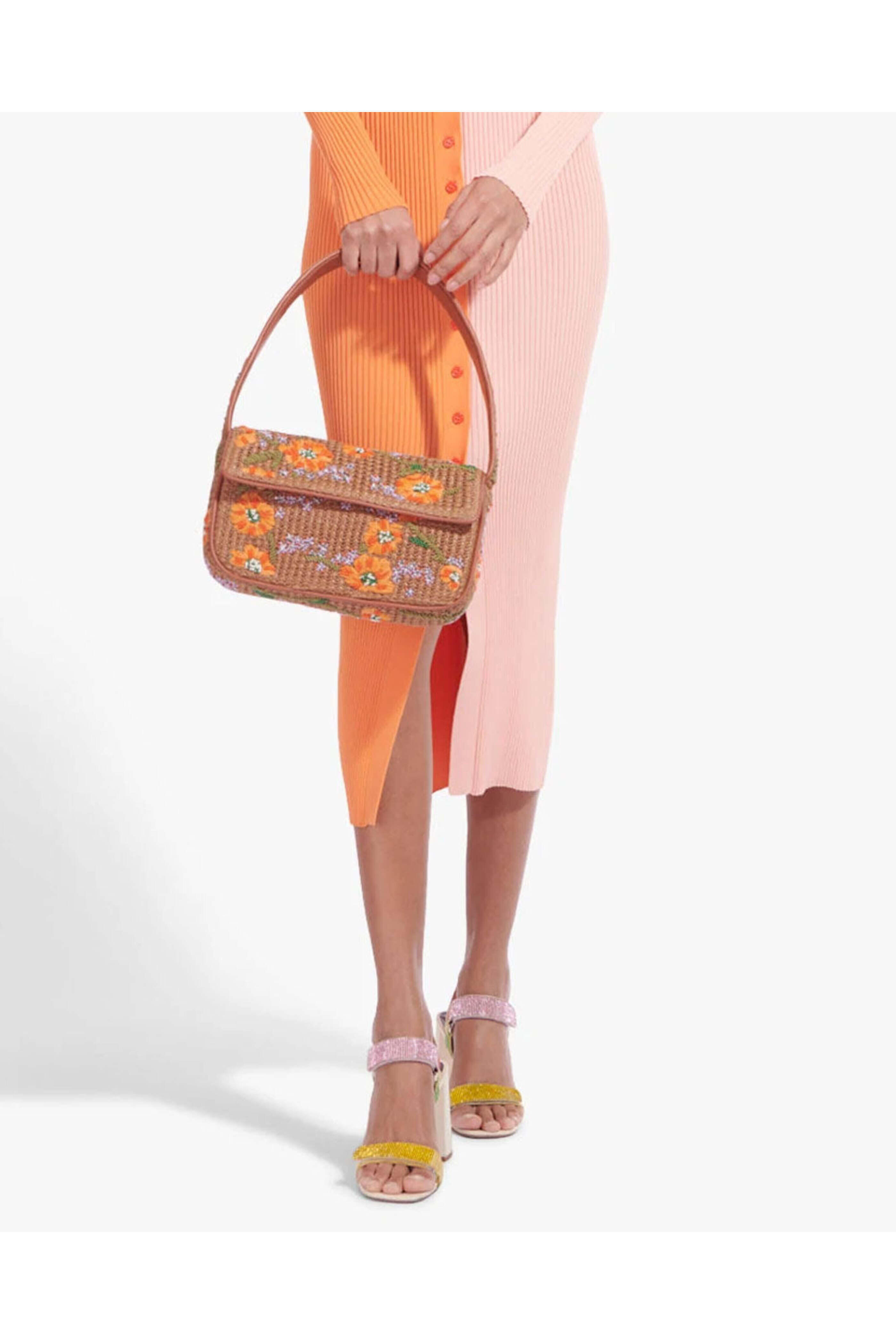 Staud - Tommy Raffia Beaded Bag in California Poppy