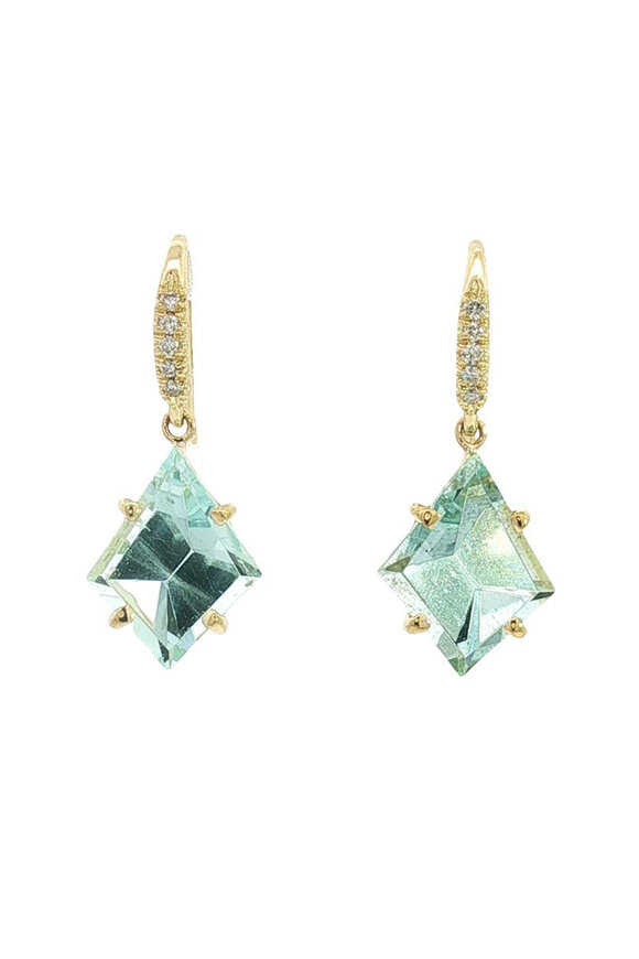 Lauren K 18k Yellow Gold Kite Shaped Aquamarine Earring - view 1