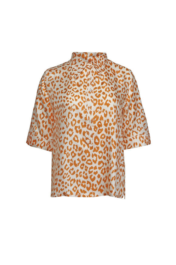 La Prestic Ouiston Lauren Animal Print Boxy Button Up Shirt