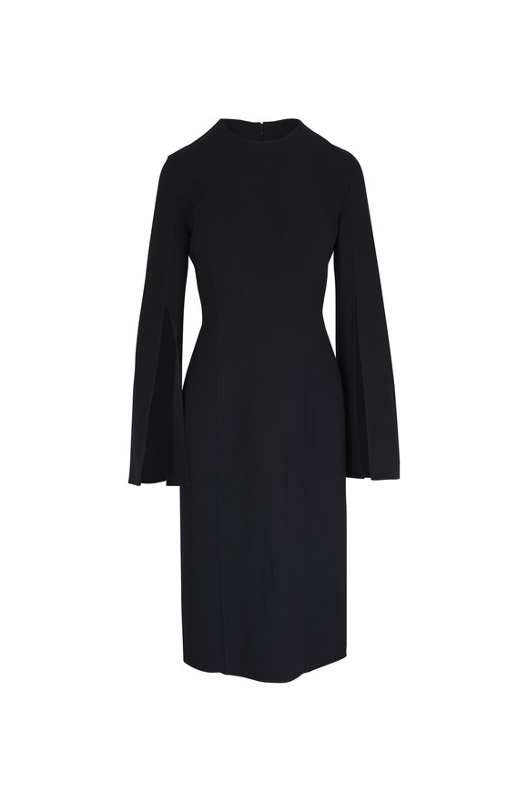 Michael Kors Collection Black Split Sleeve Sheath Midi Dress 