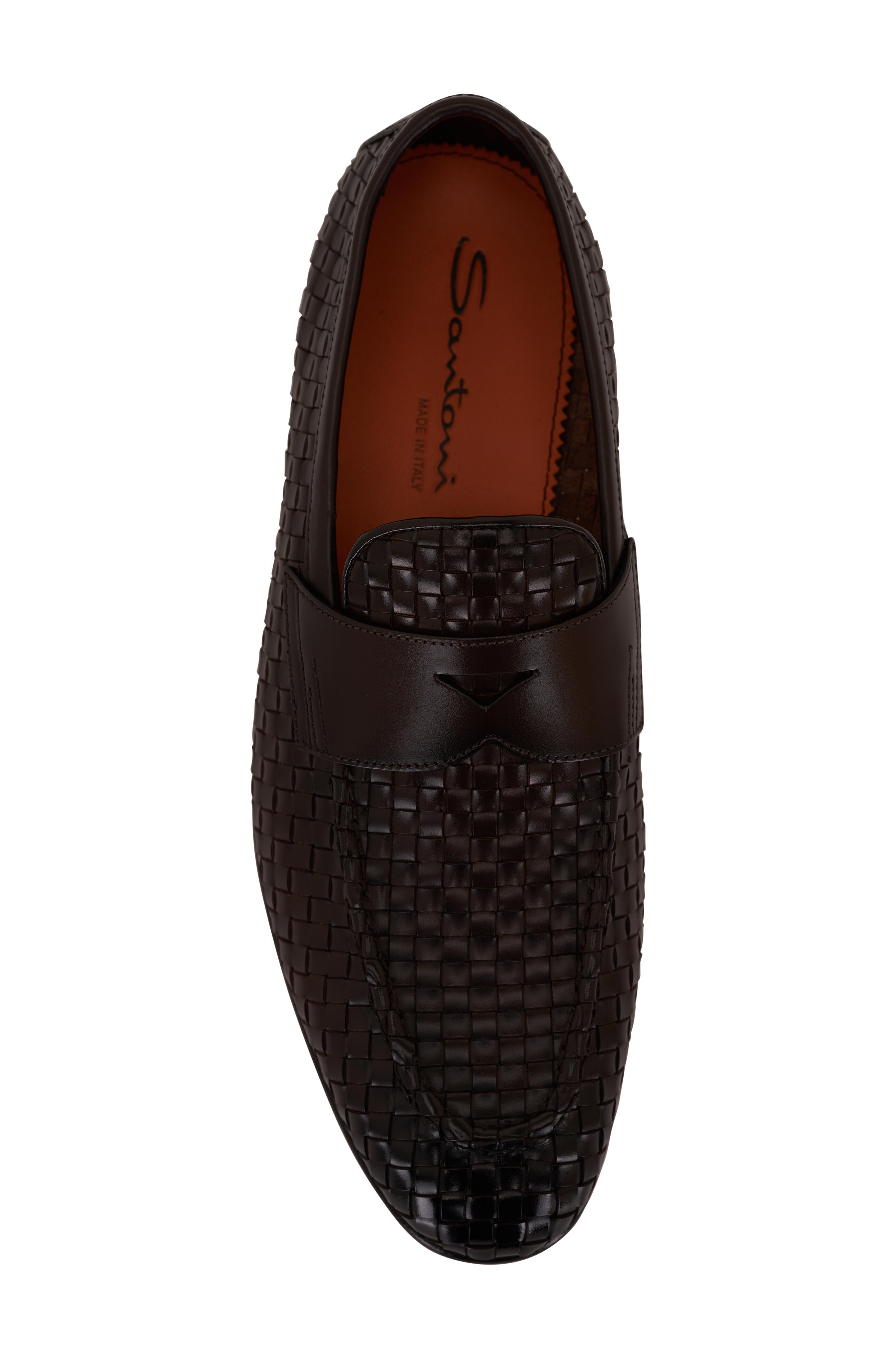 Santoni - Gwendal Dark Brown Woven Leather Loafer