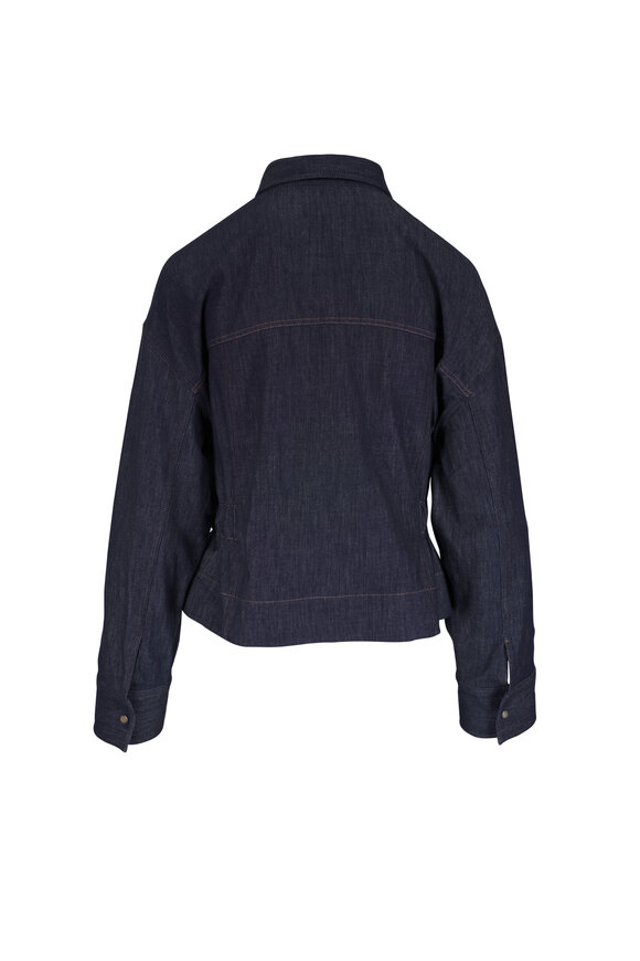 Brunello Cucinelli Denim Indigo Cinched Cropped Jacket - view 3