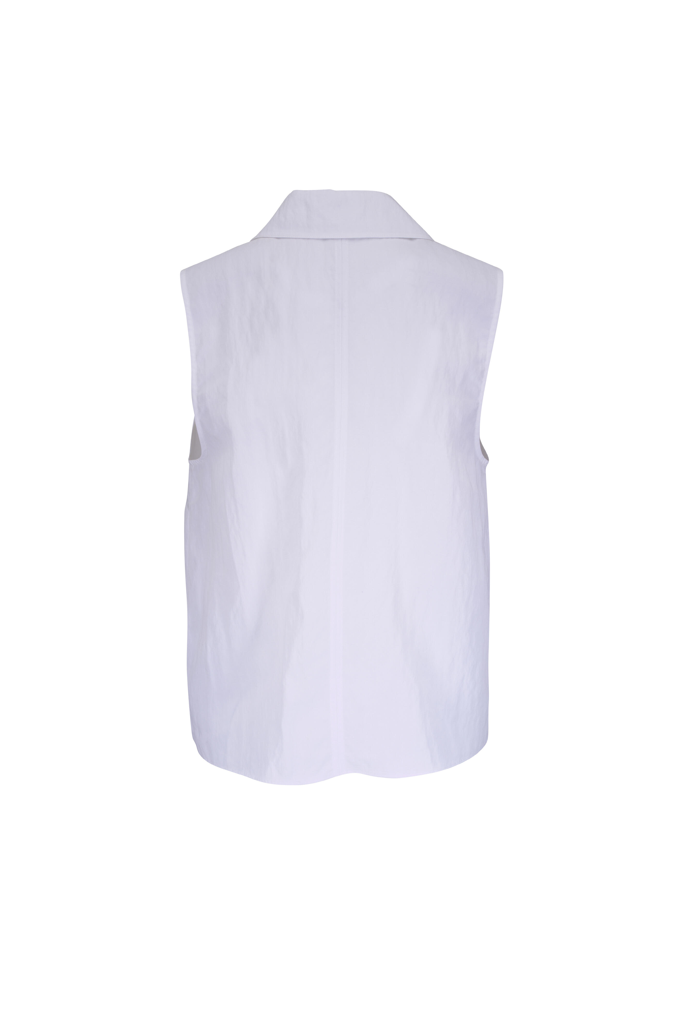 Vince - Optic White Sleeveless Button-Up Shirt