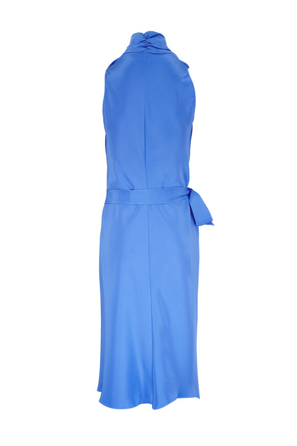 Peter Cohen Victor Blue Sleeveless Silk Wrap Dress - view 4