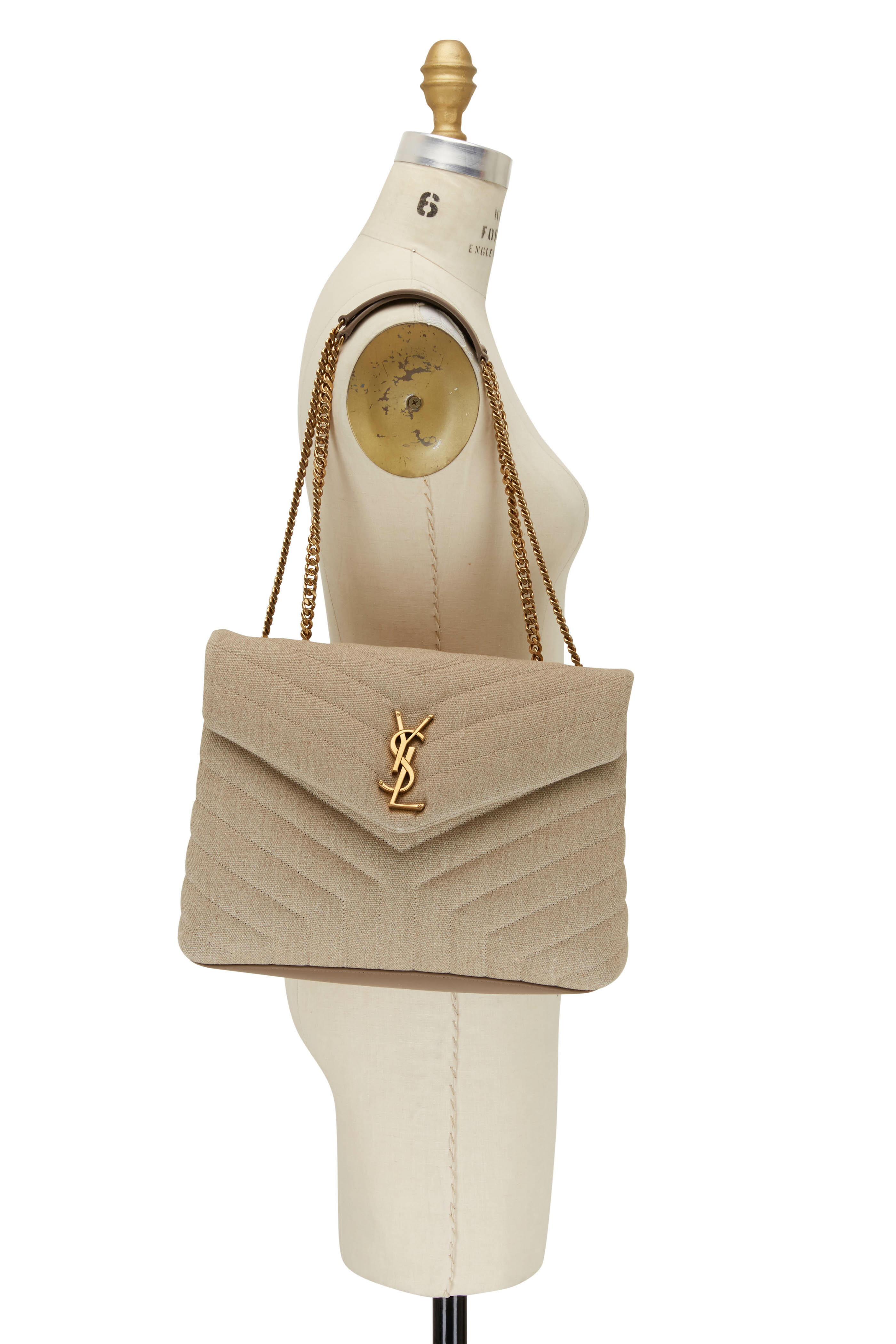 YSL Yves Saint Laurent LouLou Medium Leder Beige Gold Hardware