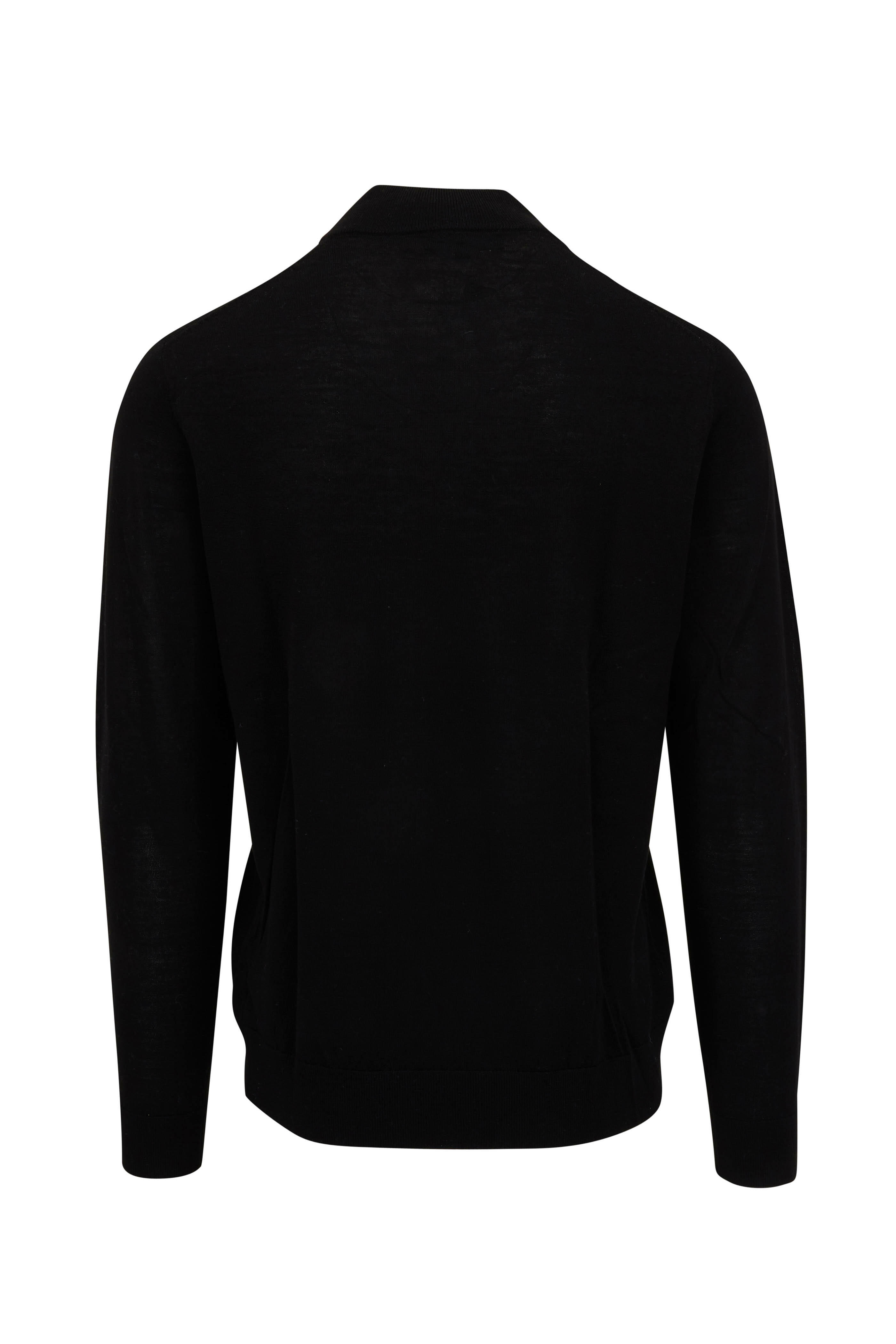 Patrick Assaraf - Black Fine Merino Wool Full Zip Sweater