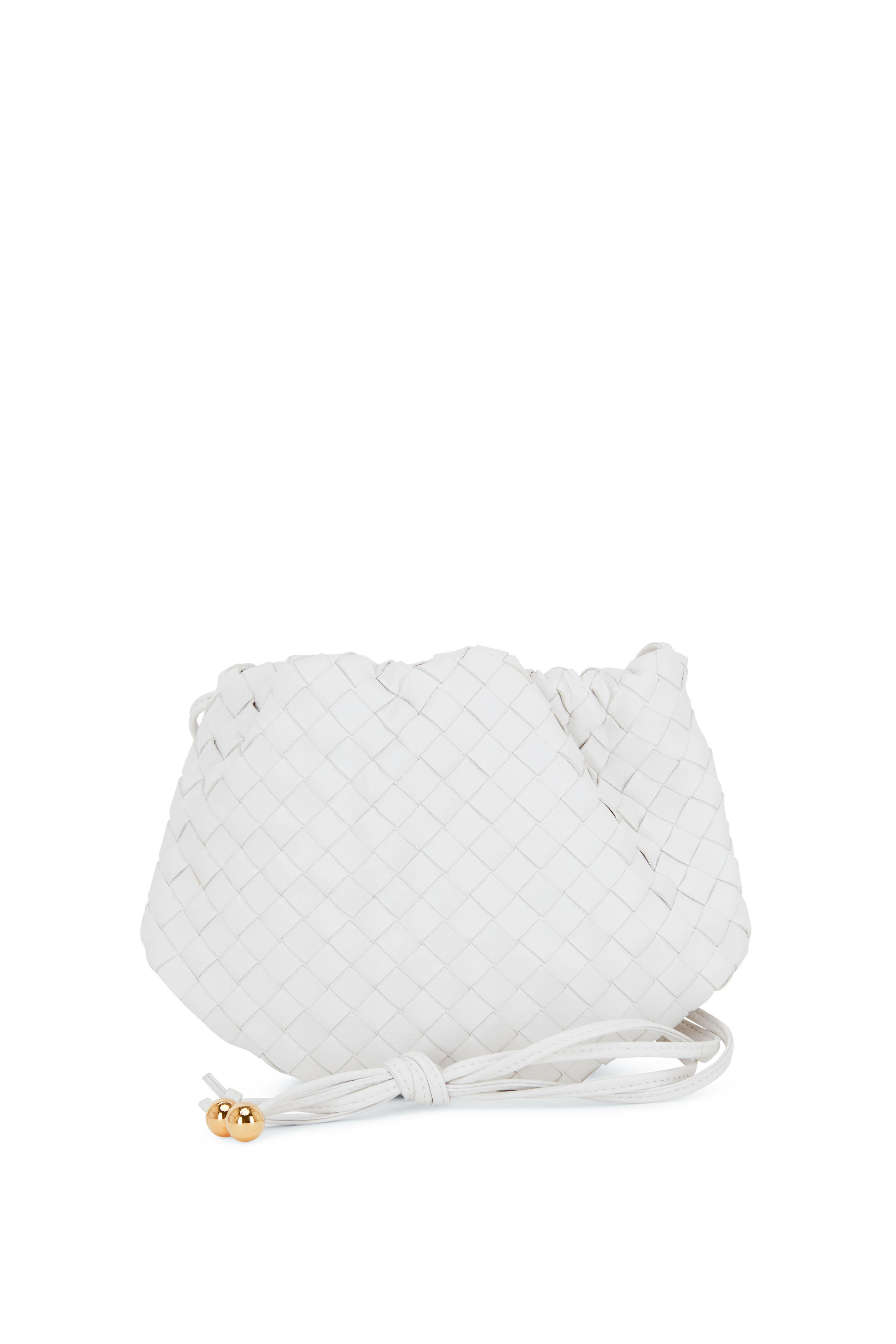 Bottega Chalk Interciatto Leather Mini Crossbody Pouch