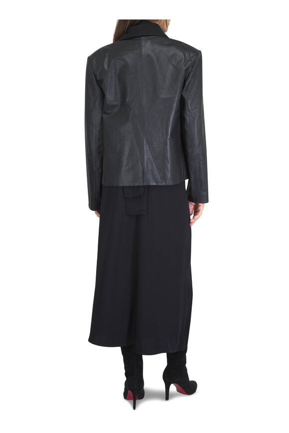 Totême Black Scarf Leather Jacket - view 3