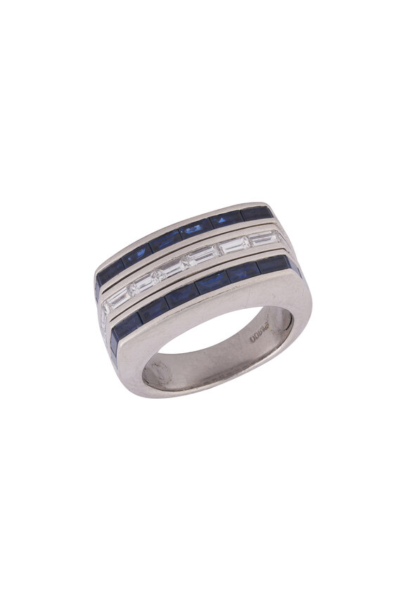 Vintage Collection Platinum Diamond & Sapphire Ring