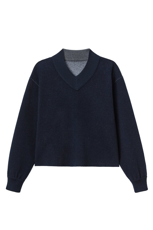 Lafayette 148 New York Ink & Nickel Wool Double Knit Reversible Top - view 1