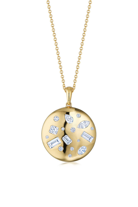 Kwiat 18k Yellow Gold Round Pendant Cobblestone Necklace