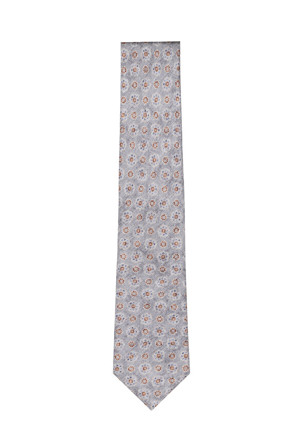 Geoff Nicholson Gray Geometric Silk Necktie - view 1