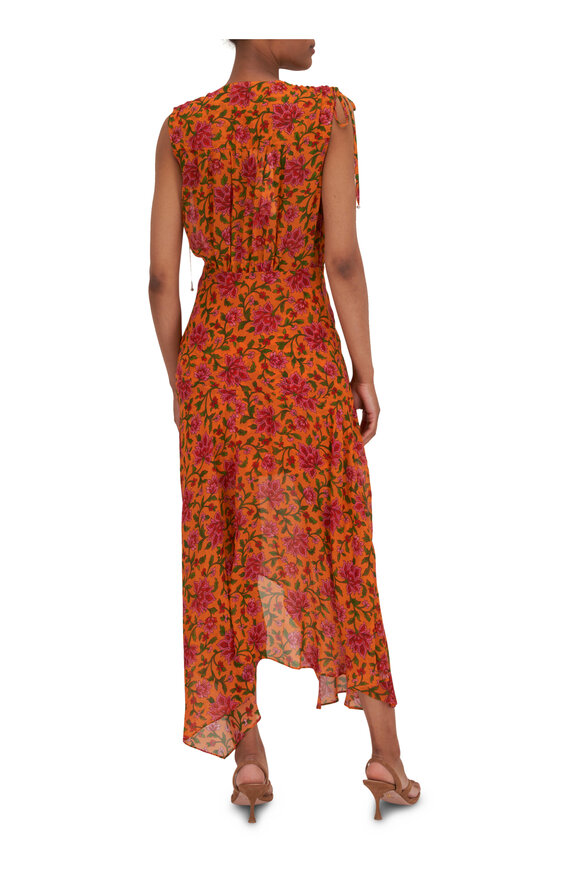 Veronica Beard - Dovima Hot Orange Multi Silk Dress