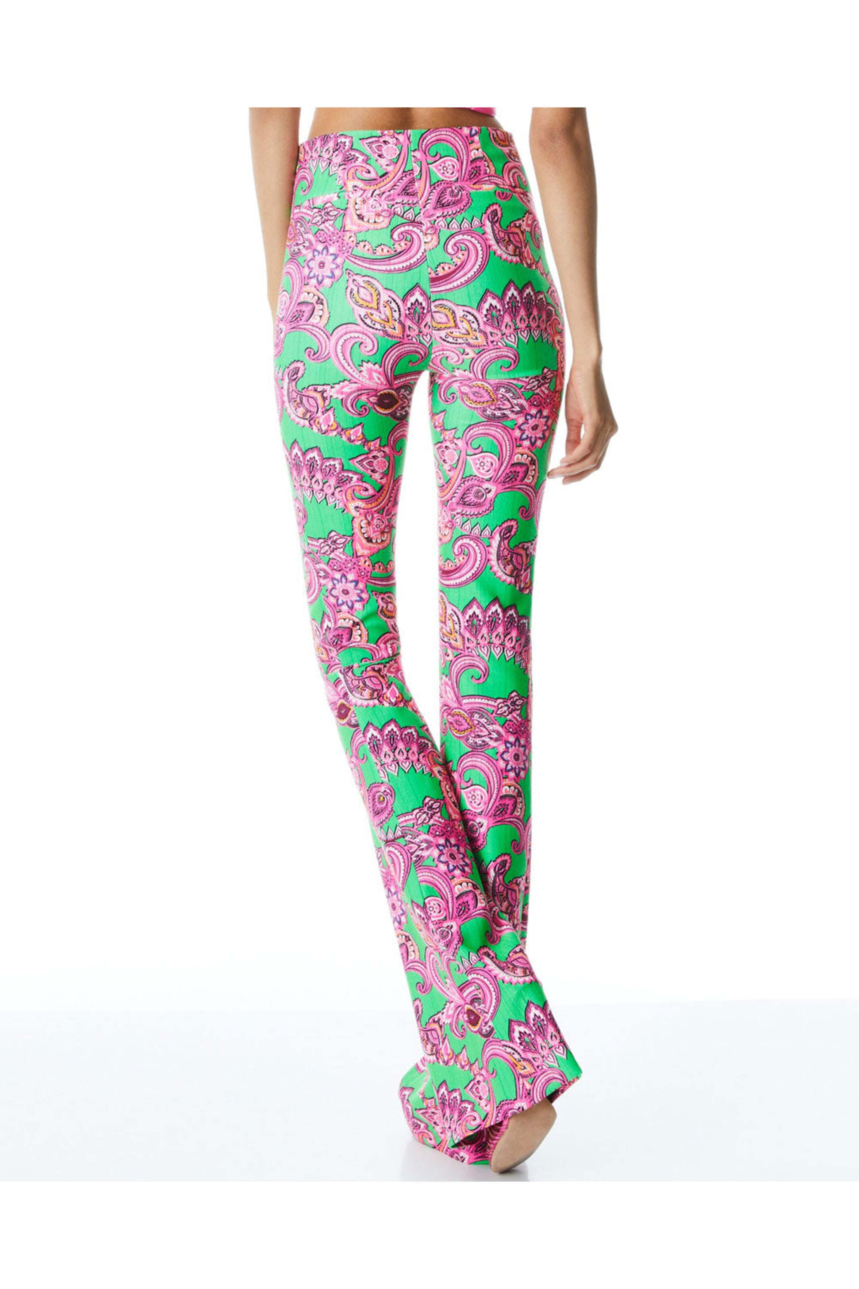 Alice & Olivia - Green Spring Paisley High Rise Teeny Flare Pant