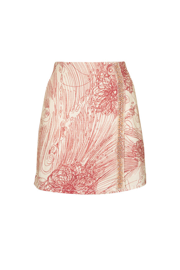 Odeeh Brick Scribbled Canvas Mini Skirt