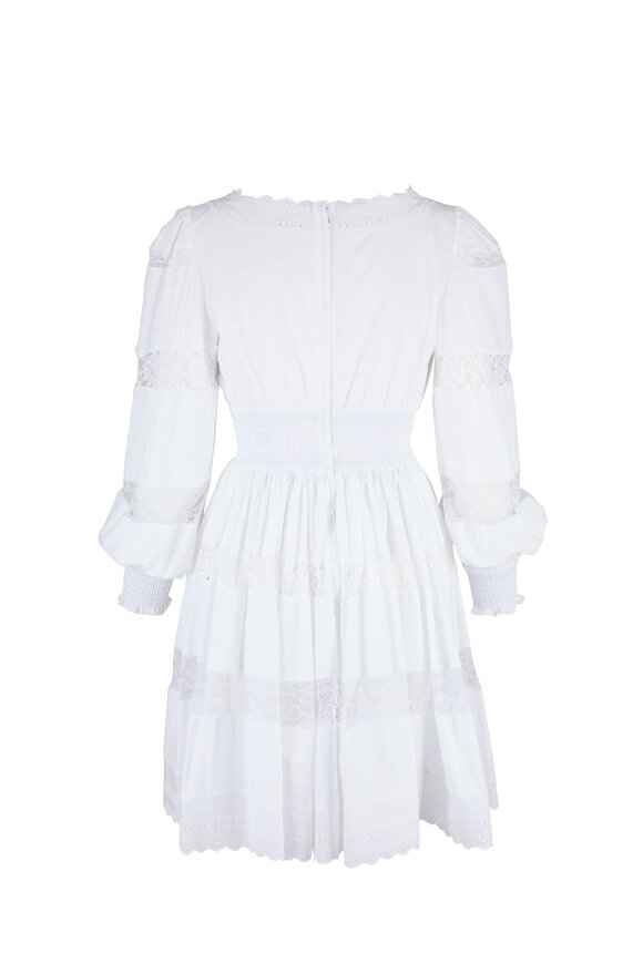 Dolce & Gabbana - White All Over Lace Inset Long Sleeve Dress