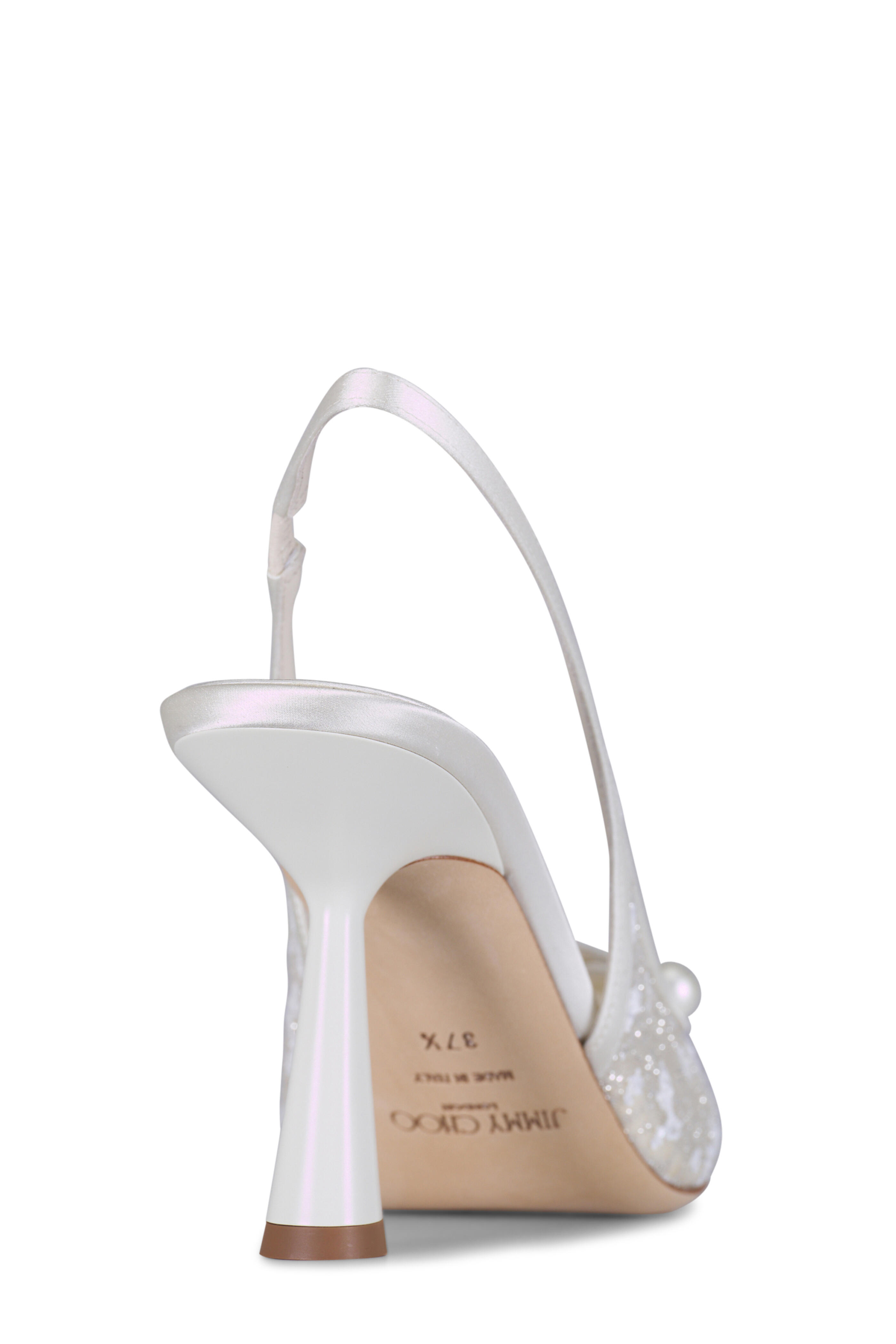Jimmy Choo - Amita Ivory & Silver Tulle Slingback Pump, 85mm