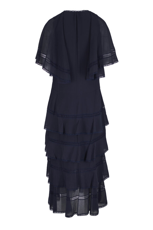 Dorothee Schumacher Dreamful Volumes Dark Navy Cotton & Silk Dress - view 4