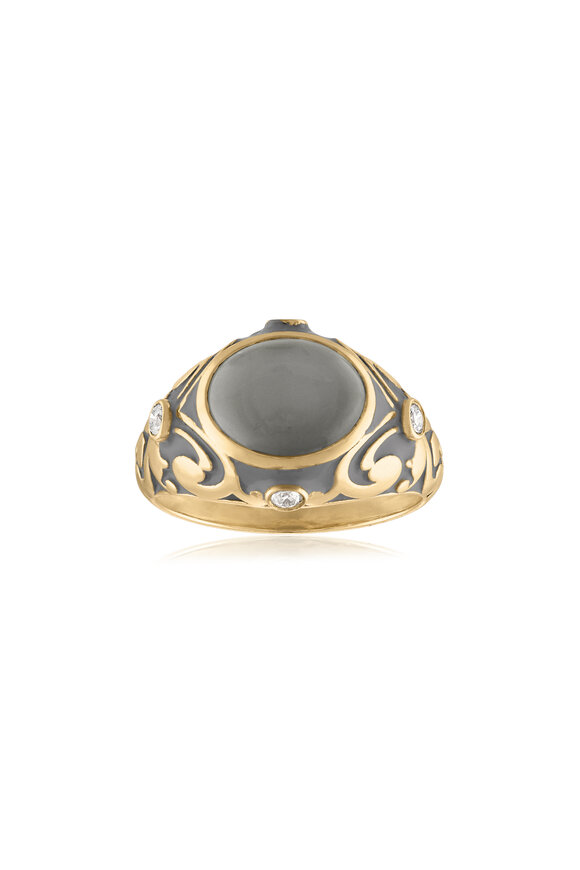 Loriann - Francesca Diamond, Moonstone & Enamel Ring