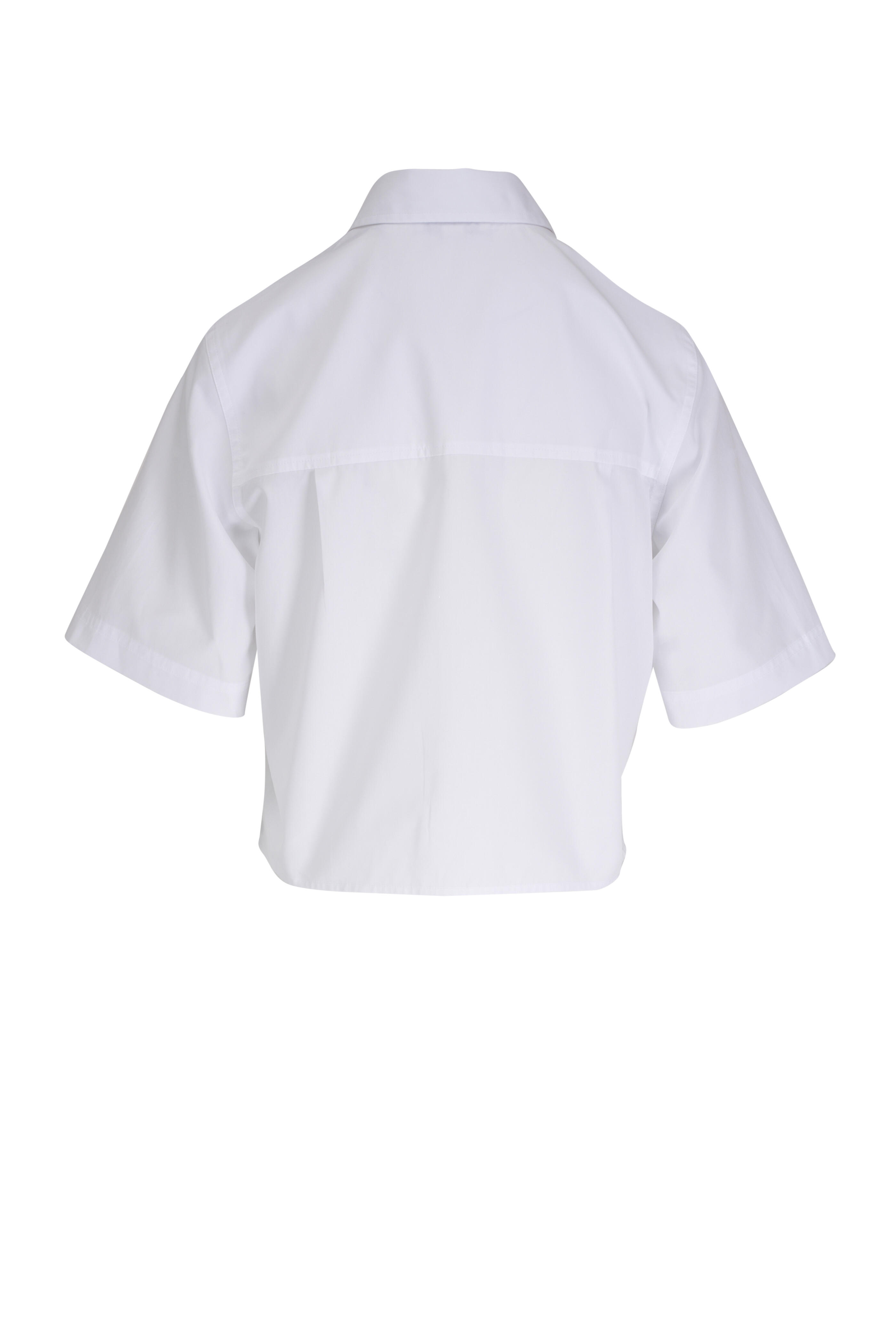 Vince - Optic White Cotton Cropped Shirt