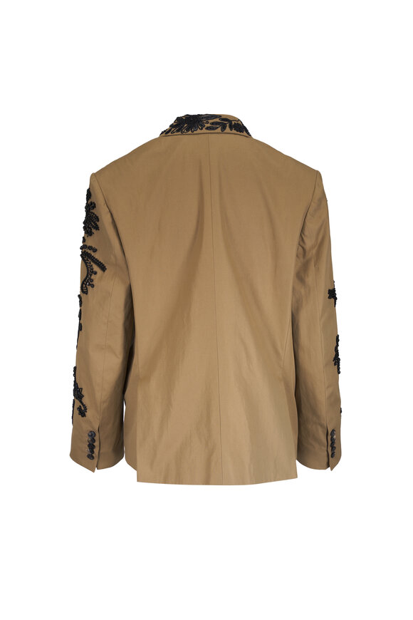 Dries Van Noten Camel Oversized Embroidered Blazer - view 3