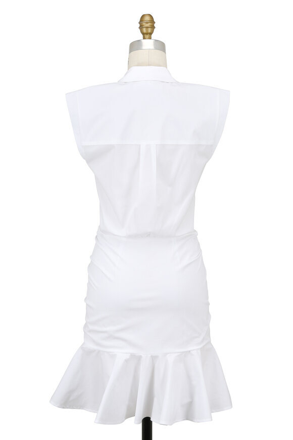 Veronica Beard - White Bell Button Down Ruched Shirtdress