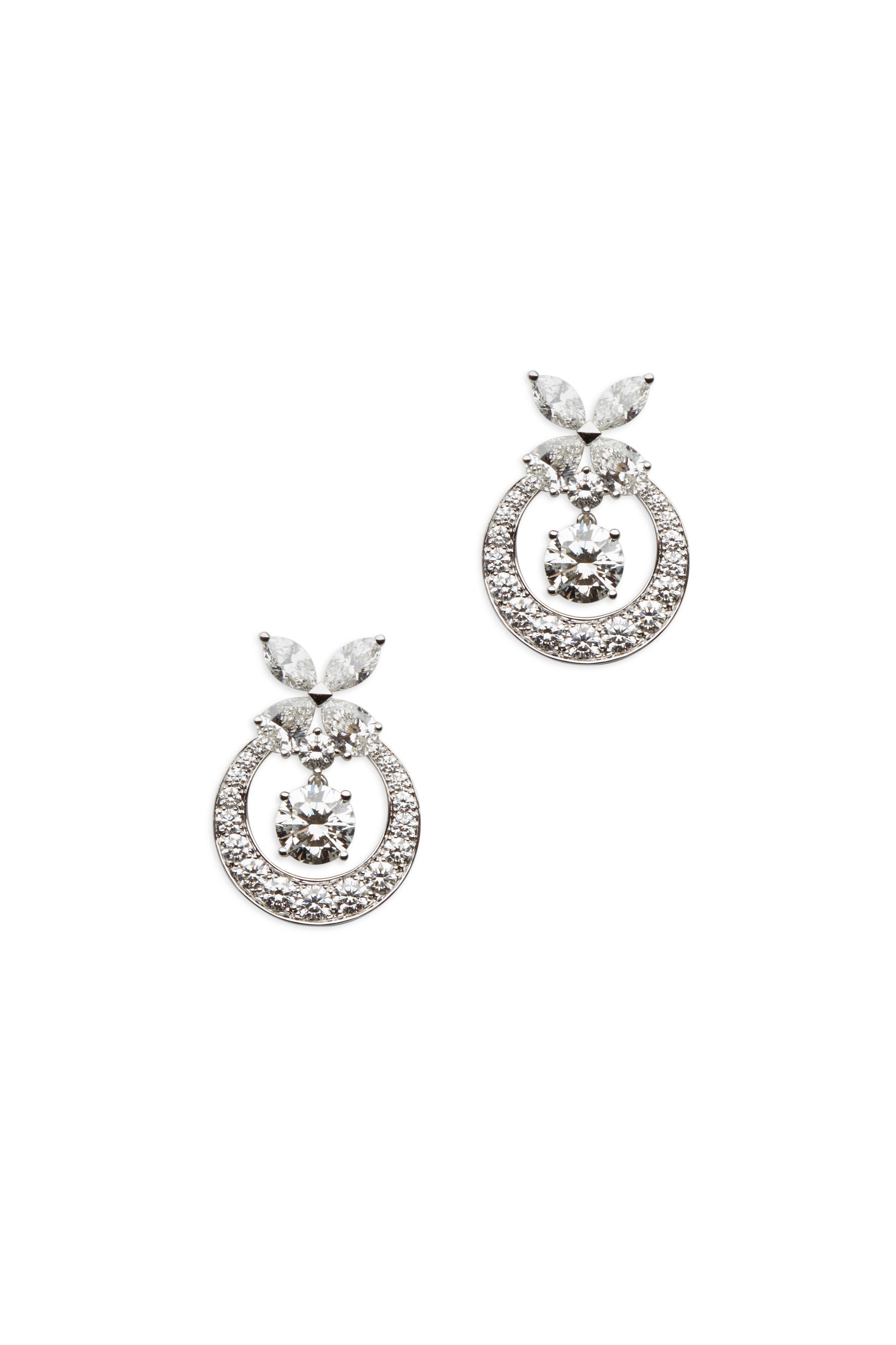 Graff - Platinum Round White Diamond Earrings
