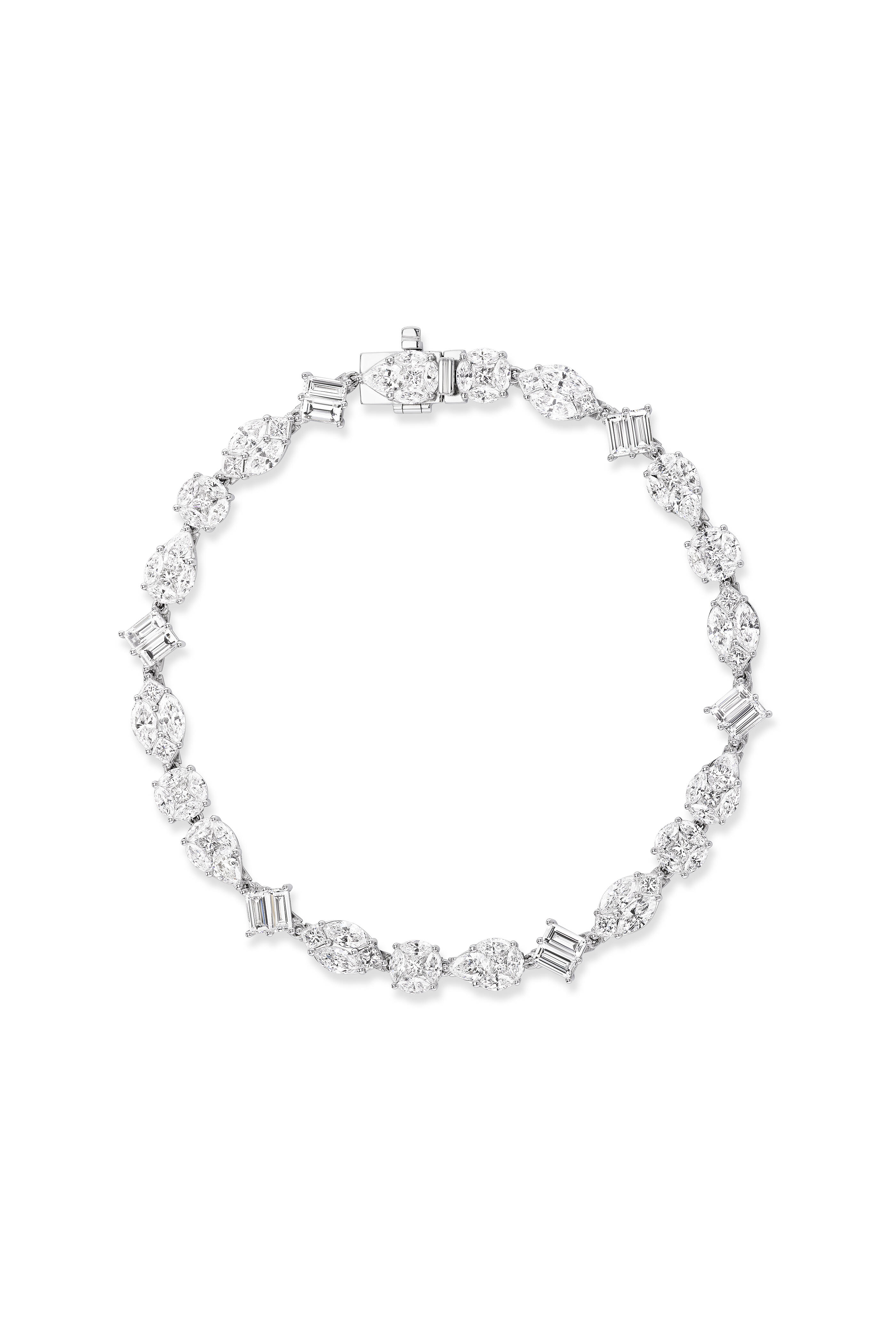 Nam Cho - 18k White Gold Diamond Multi-shape Tennis Bracelet