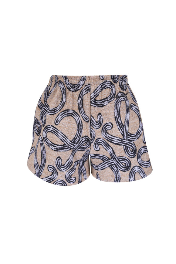 Loewe Beige & Black Anagram Print Terry Shorts - view 3
