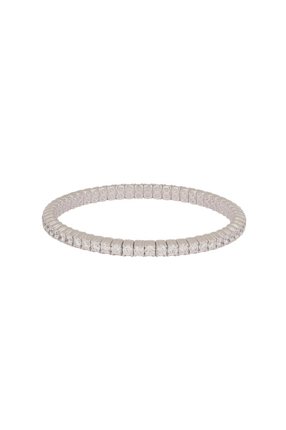 ZYDO 18k White Gold Medium Single Row Stretch Bracelet - view 3